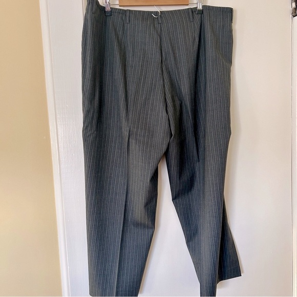 Talbots Pants Charcoal Grey Cream Pin Stripe Wool Classic Plus size 18 W Petite - Picture 3 of 15